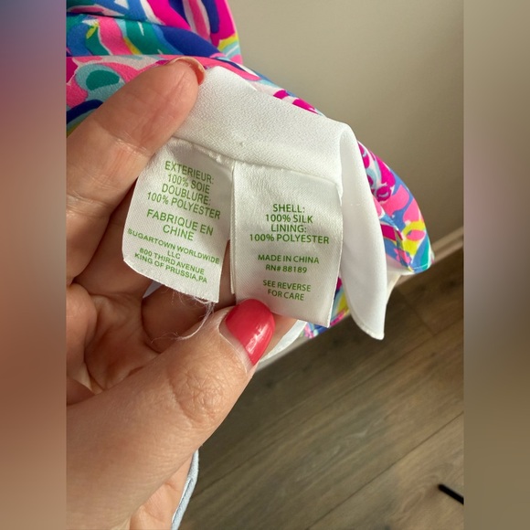 Lilly Pulitzer Lela Silk Slip Dress in the "Psychedelic Sunshine" print - Picture 7 of 9